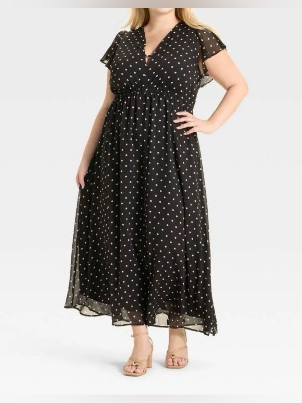 Women's Dolman Short Sleeve Maxi A-Line Dress - A New Day Black/White size XXL